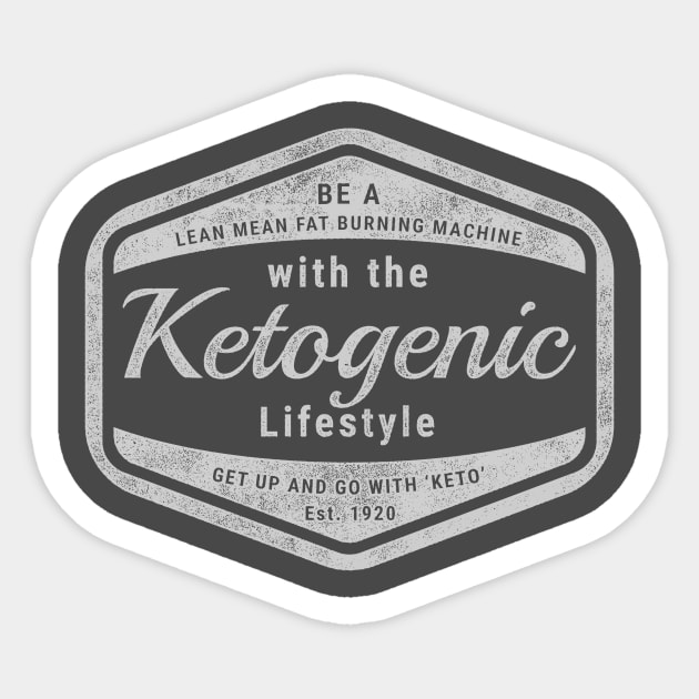 Retro Ketogenic Lifestyle Design Lt Grey Sticker by AccoladePrints